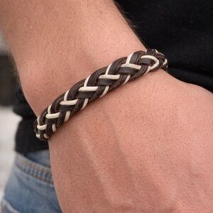 Brown and White Braided Bracelet